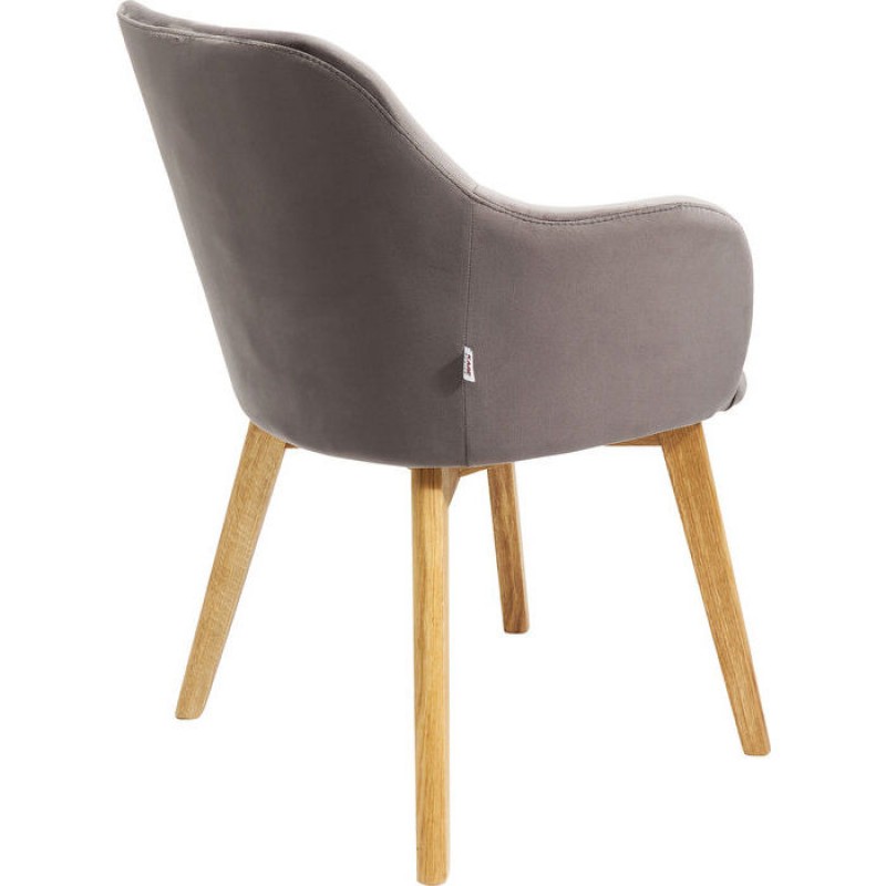 Chair with Armrest Lady Velvet Grey